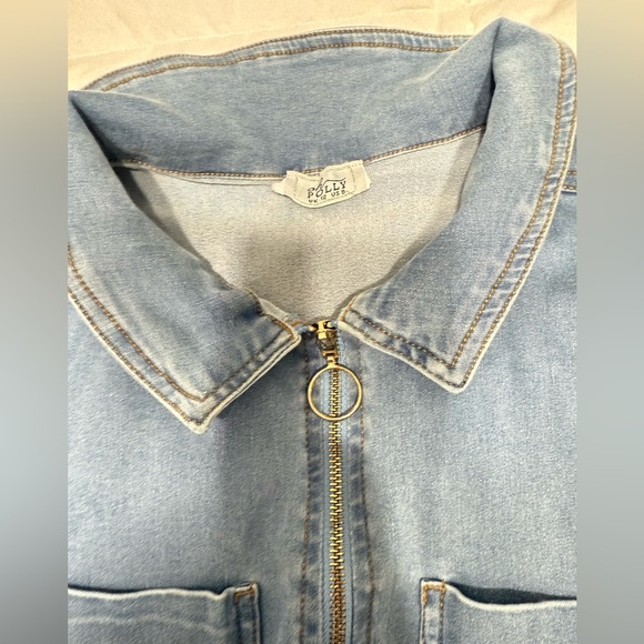 Oh Polly Denim Short Sleeve Jumpsuit with Belt - Picture 6 of 6